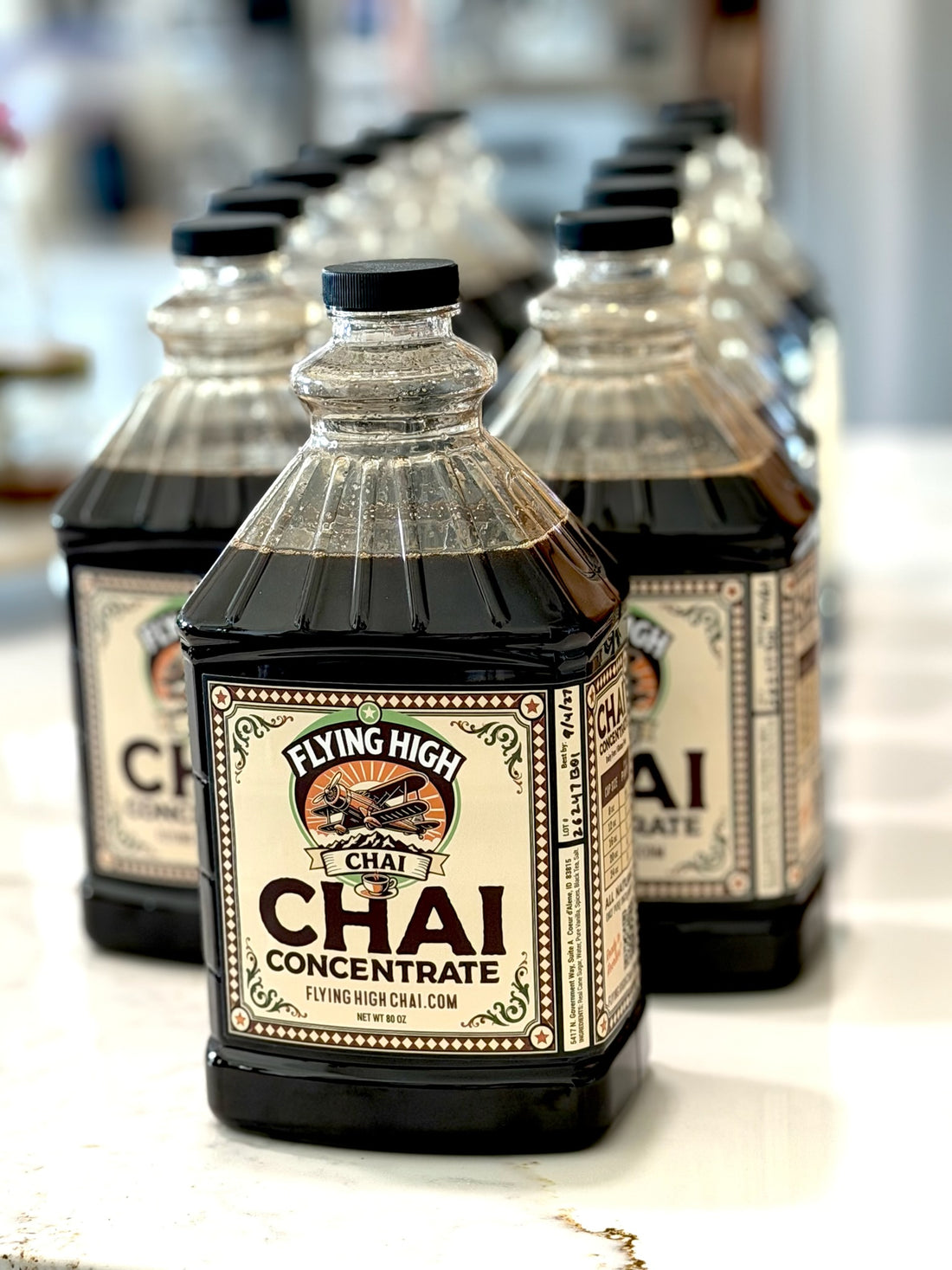 Flying High Chai Concentrate – NEW Mega Size (80 oz Bottle + Free Pump)